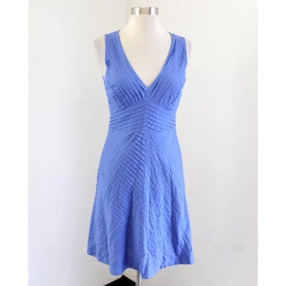 J.Crew Chevron Pleated Periwinkle Dress - Picture 2 of 6